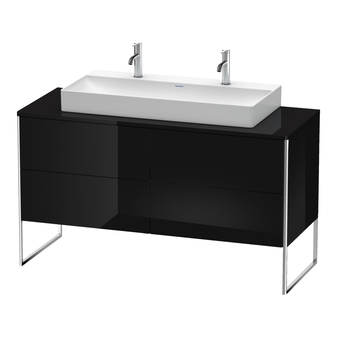 Duravit Waschtischunterschrank XSquare 140x54,8x77,8cm, 4 La, steh., sw hgl