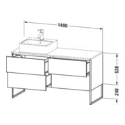 Duravit Waschtischunterschrank XSquare 140x77,8x53,8cm, 4 AZ, st, B li, graph m-5