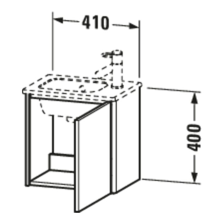 Duravit Waschtischunterschrank XSquare 41x28,9x40cm, wandhängend, T. li, Graphit matt