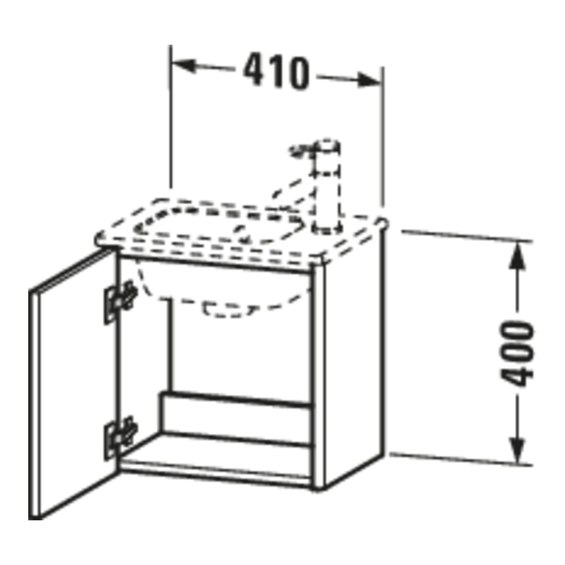 Duravit Waschtischunterschrank XSquare 41x28,9x40cm, wandhängend, T. li, we hochglanz
