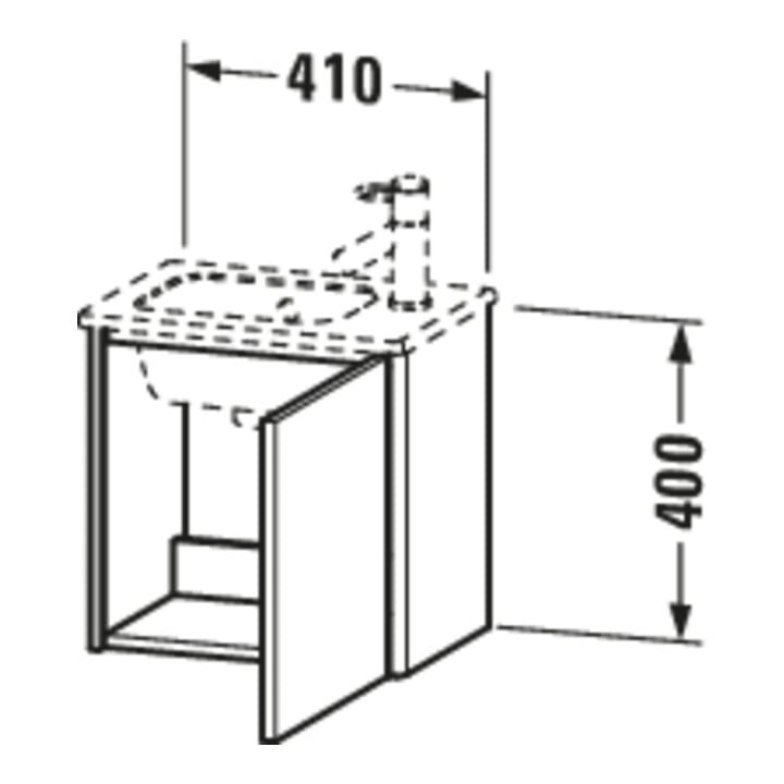 Duravit Waschtischunterschrank XSquare 41x28,9x40cm, wandhängend, T. re, Ei schwarz