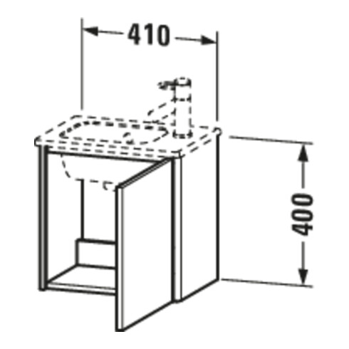 Duravit Waschtischunterschrank XSquare 41x28,9x40cm, wandhängend, Tür rechts, Taupe