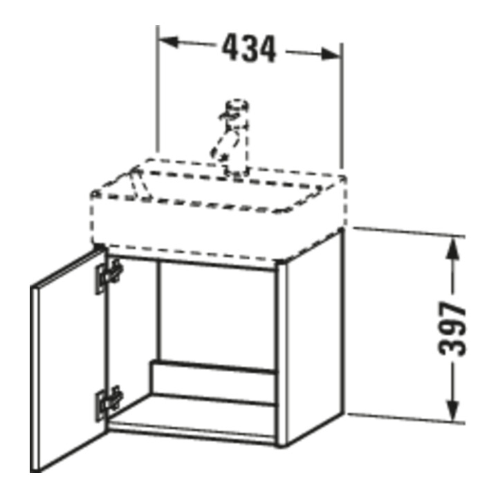 Duravit Waschtischunterschrank XSquare 43,4x34x39,7cm, wd, Tür li, flan. Gr hgl
