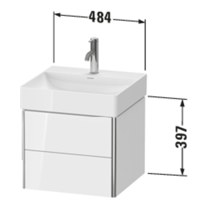 Duravit Waschtischunterschrank XSquare 48,4x46x39,7cm, 2 Schub., wandhängend, bas. ma