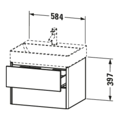 Duravit Waschtischunterschrank XSquare 58,4x46cm, f Gr s-matt, 2 Schubk., wandhängend