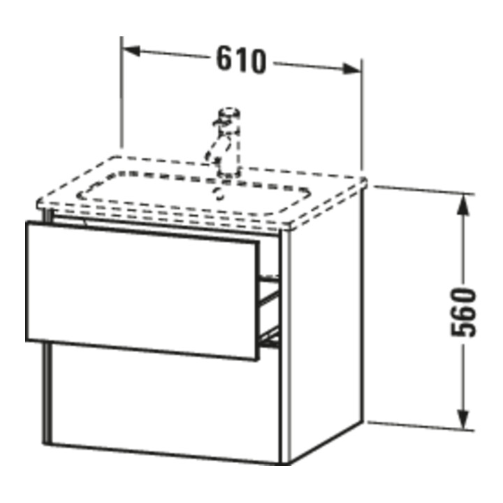 Duravit Waschtischunterschrank XSquare 61x47,8cm, bas. m, 2 Schubk., wandhängend