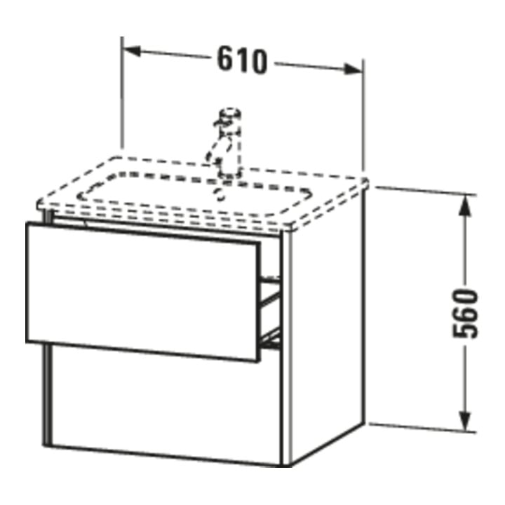 Duravit Waschtischunterschrank XSquare 61x47,8cm, graph matt, 2 Schubk., wandhängend