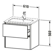 Duravit Waschtischunterschrank XSquare 61x47,8cm, st-g s-matt, 2 Schubk., wandhängend-5