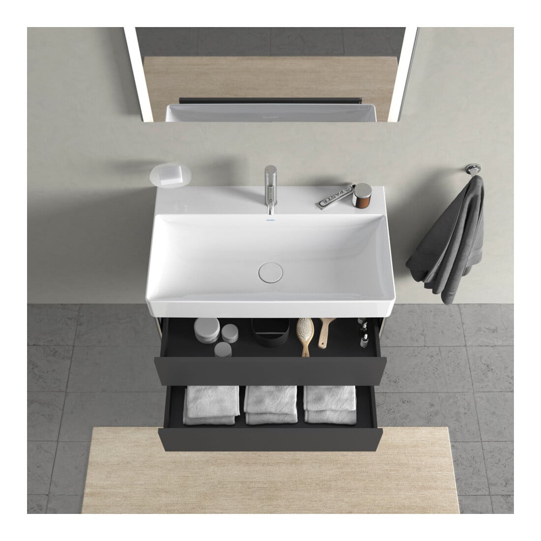 Duravit Waschtischunterschrank XSquare 78,4x46cm, graph m, 2 Schubk., wandhängend