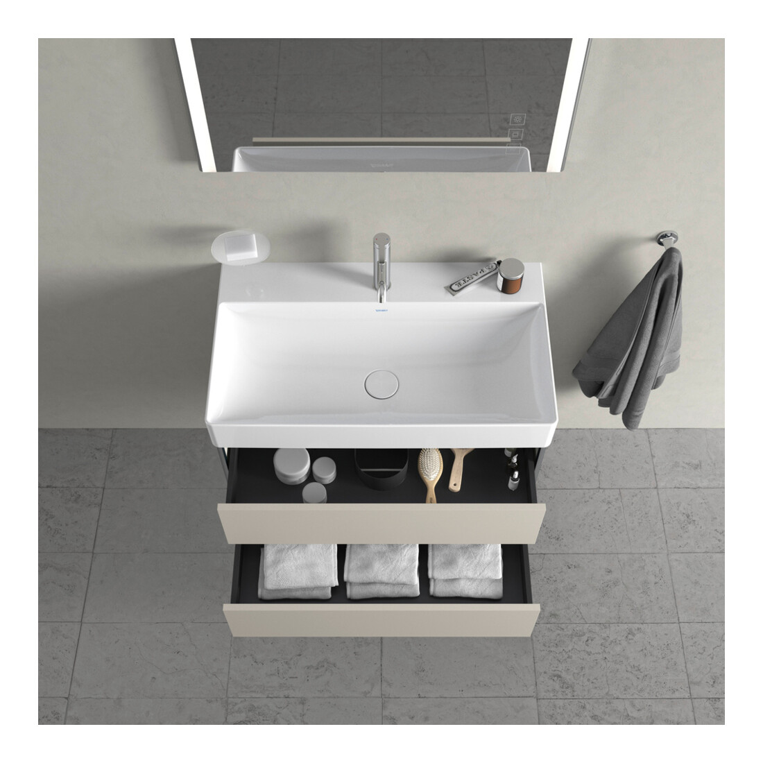 Duravit Waschtischunterschrank XSquare 78,4x46cm, Tau, 2 Schubk., wandhängend