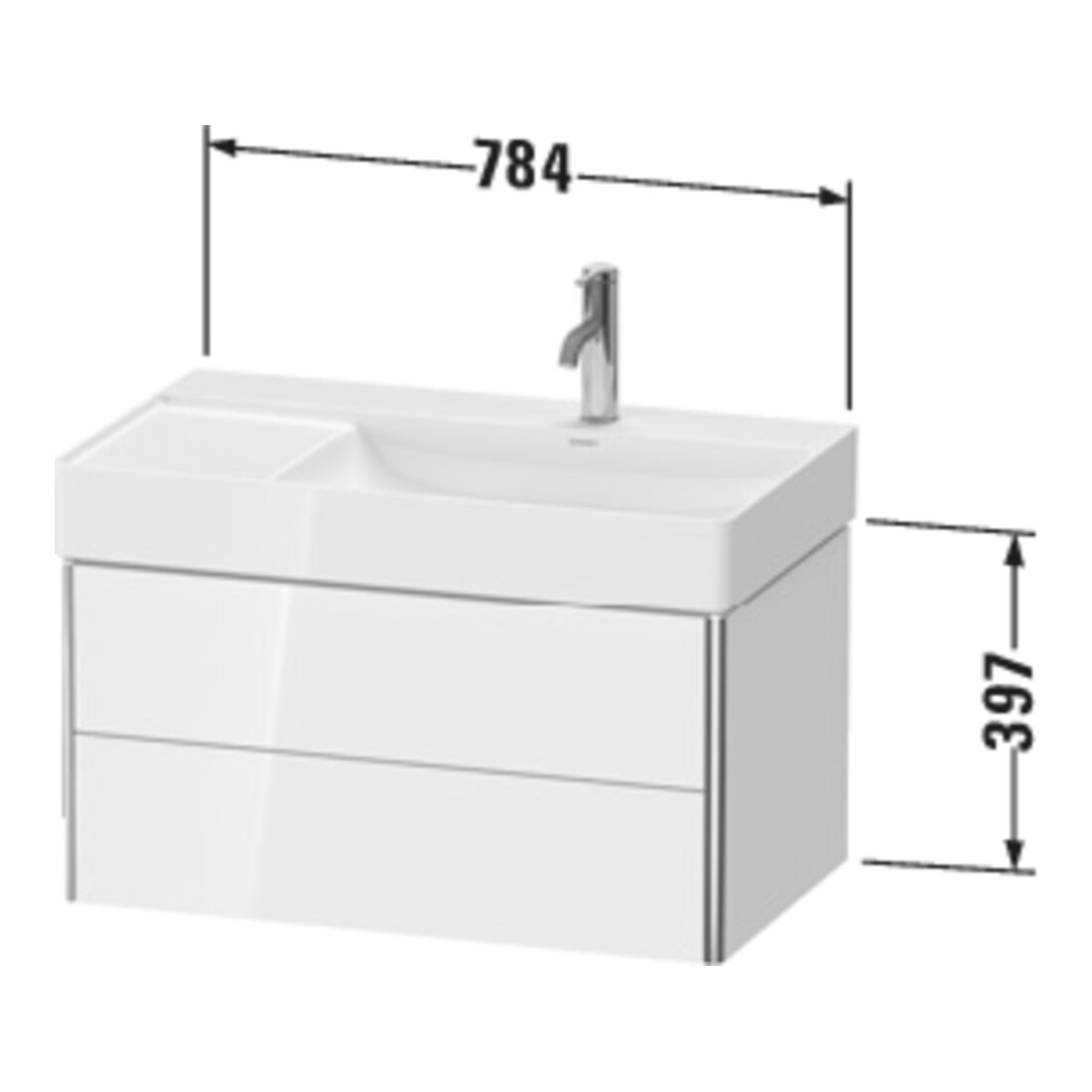 Duravit Waschtischunterschrank XSquare 78,4x46x39,7cm, 2 La, B r, wd, gra matt