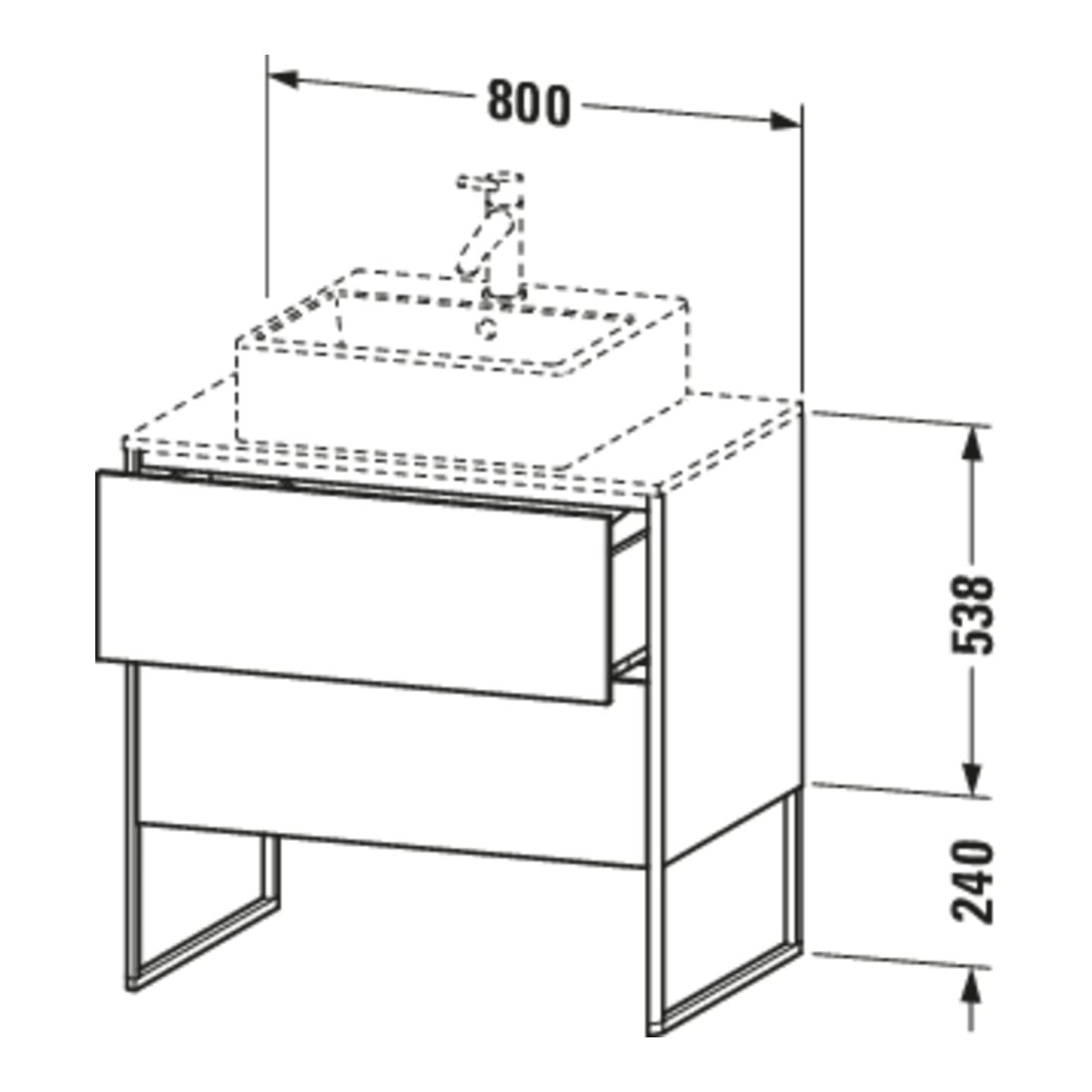 Duravit Waschtischunterschrank XSquare 80x54,8cm, f G g, f Kons, 2 Ausz., steh.