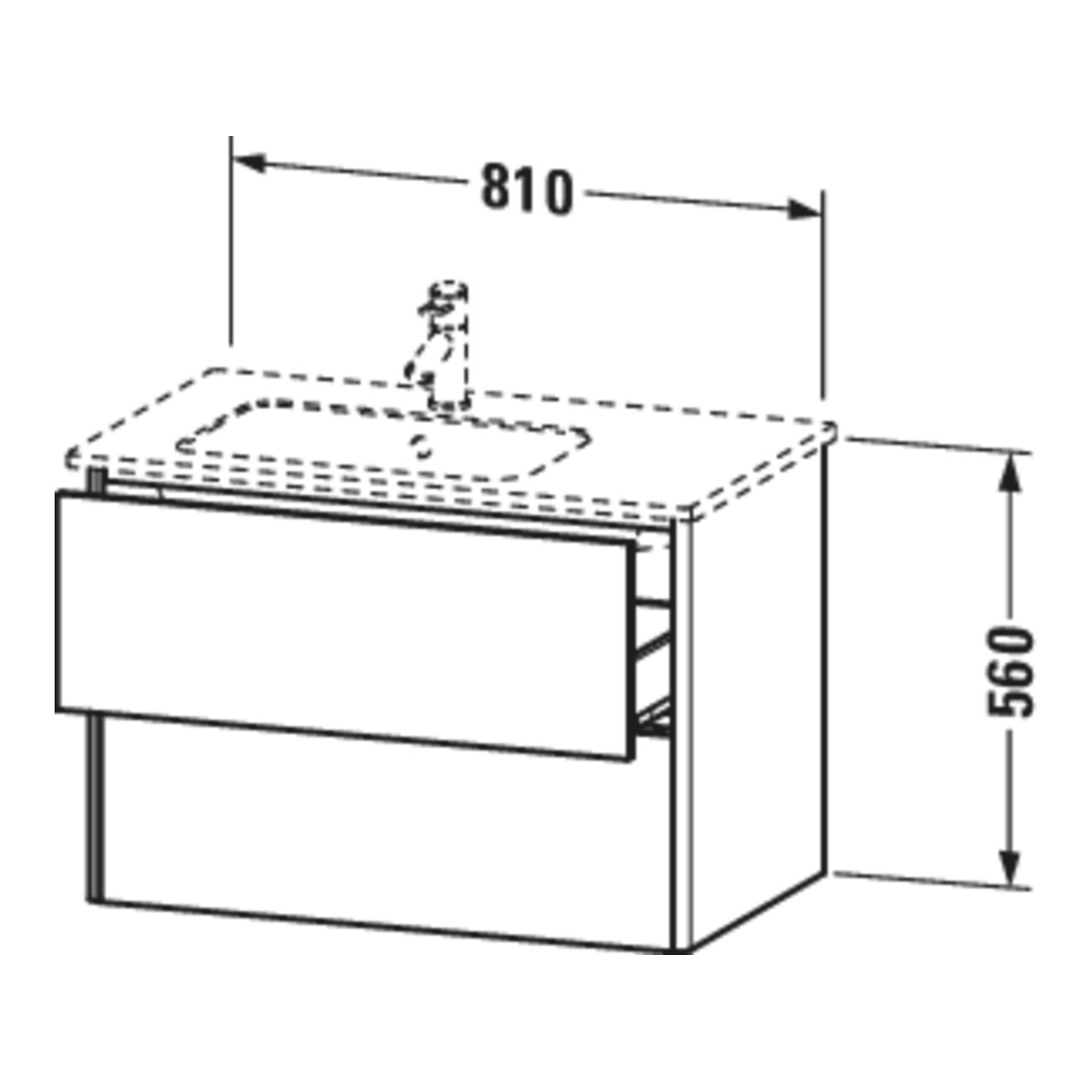 Duravit Waschtischunterschrank XSquare 81x47,8x56cm, 2 La, B l, wd, f Gr s-matt