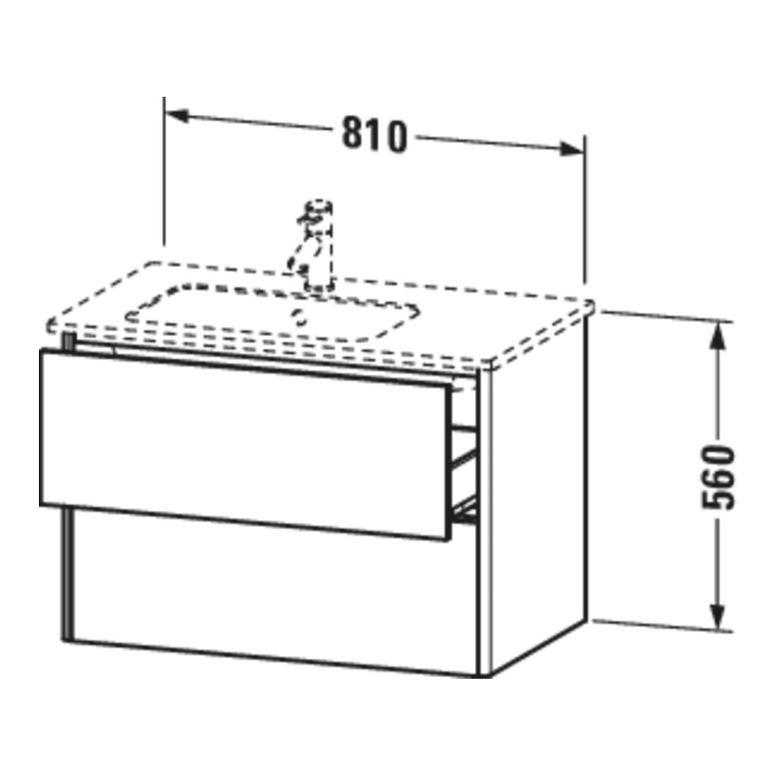 Duravit Waschtischunterschrank XSquare 81x47,8x56cm, 2 La, B l, wd, st-g s-matt
