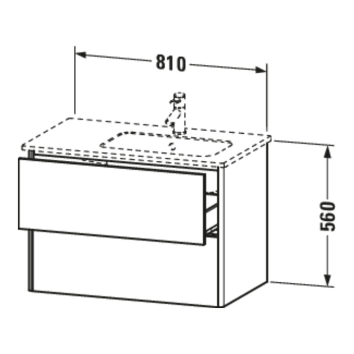 Duravit Waschtischunterschrank XSquare 81x47,8x56cm, 2 La, B re, wandhängend, graph m
