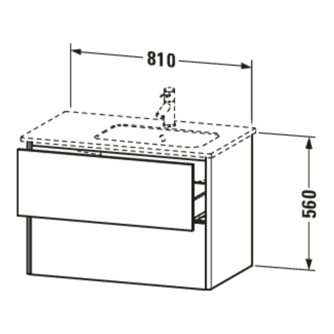 Duravit Waschtischunterschrank XSquare 81x47,8x56cm, 2 La, B re, wandhängend, we matt