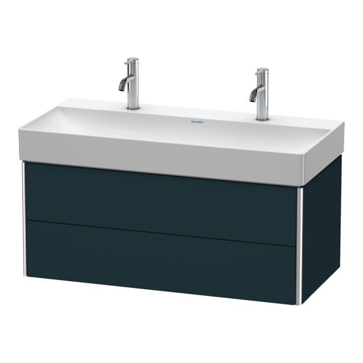 Duravit Waschtischunterschrank XSquare 98,4x46cm, blau s-matt, 2 Schubk., wandhängend