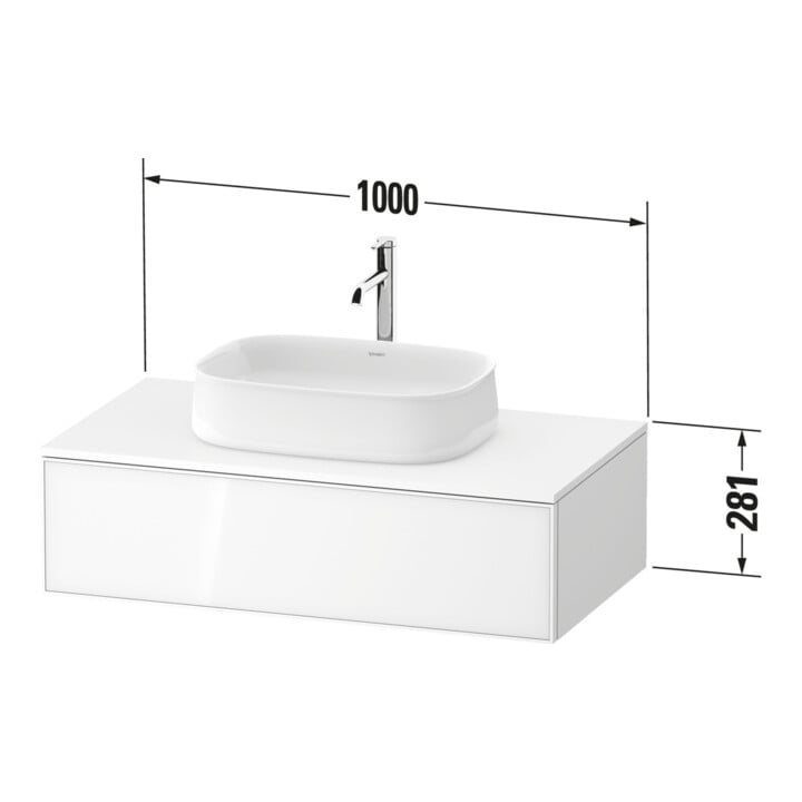 Duravit Waschtischunterschrank Zencha 100x55cm, 1 AZ, E sw/we m, k Einr-Sys