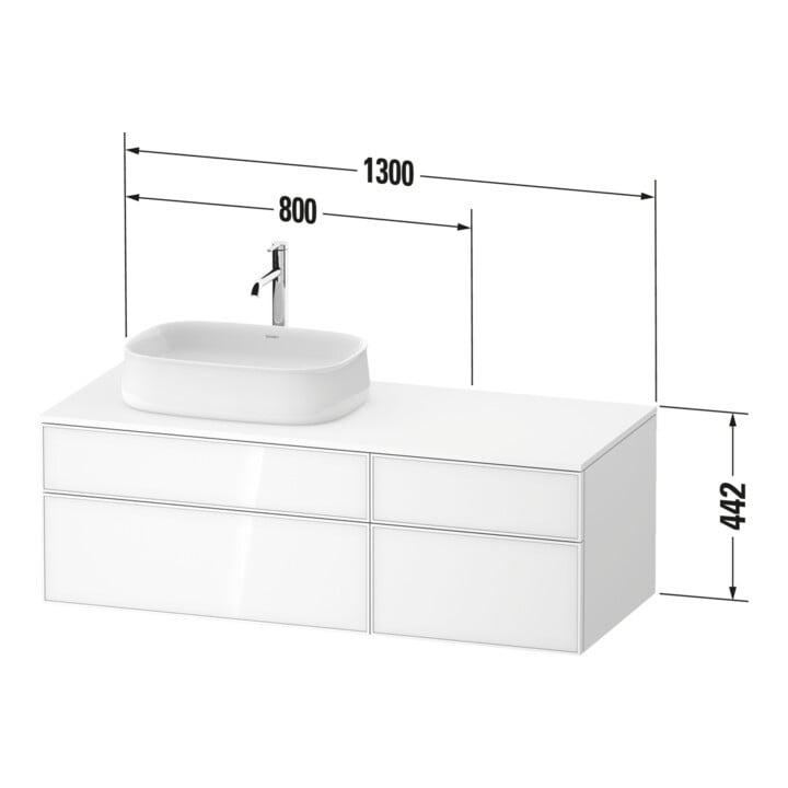 Duravit Waschtischunterschrank Zencha 130x55cm, B L, E nat/grap m, k Einr-Sys