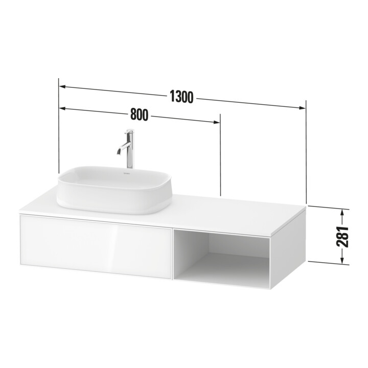 Duravit Waschtischunterschrank Zencha 130x55cm, B L, E schw/gra m, k Einr-Sys