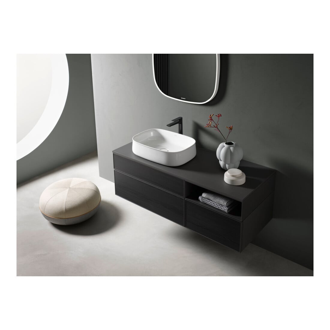 Duravit Waschtischunterschrank Zencha 130x55cm, B L, E schw/gra m, k Einr-Sys