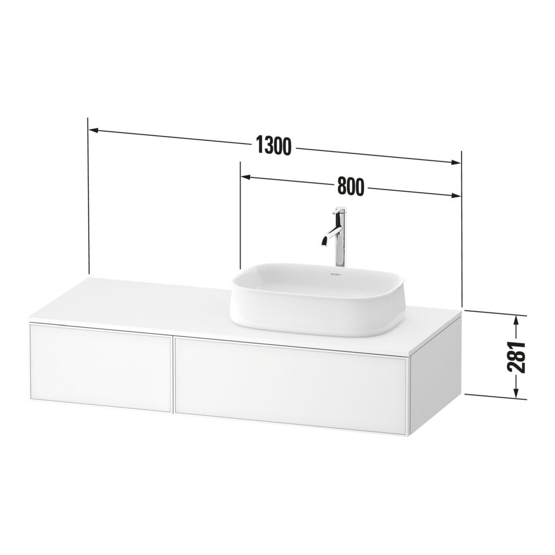 Duravit Waschtischunterschrank Zencha 130x55cm, B R, E schw/gra m, k Einr-Sys