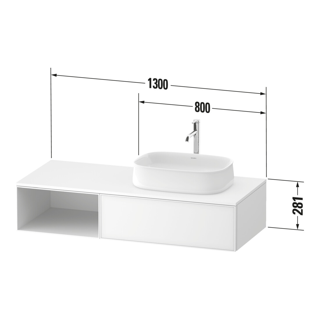 Duravit Waschtischunterschrank Zencha 130x55cm, B R, E schw/gra m, k Einr-Sys