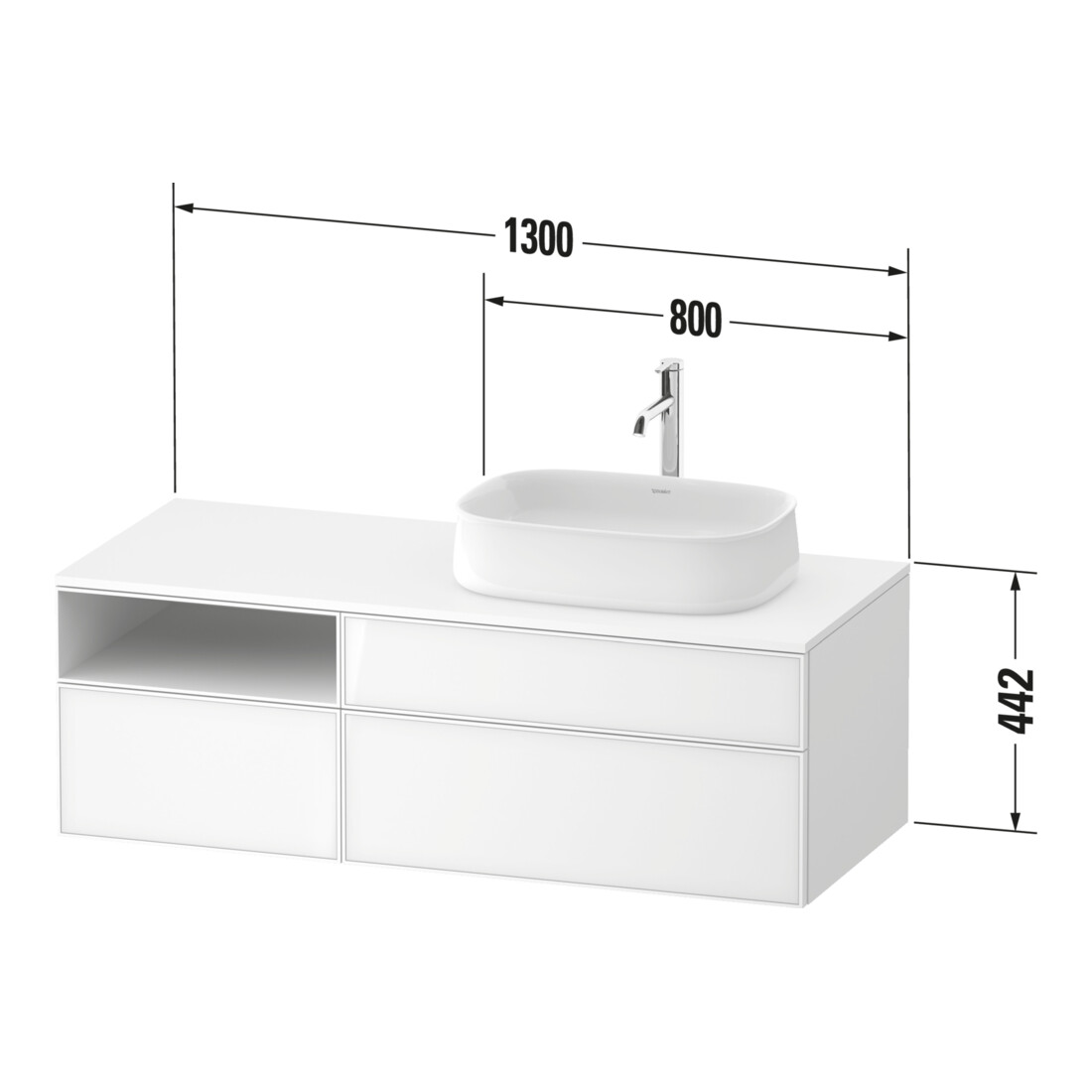 Duravit Waschtischunterschrank Zencha 130x55cm, B R, E schw/gra m, k Einr-Sys