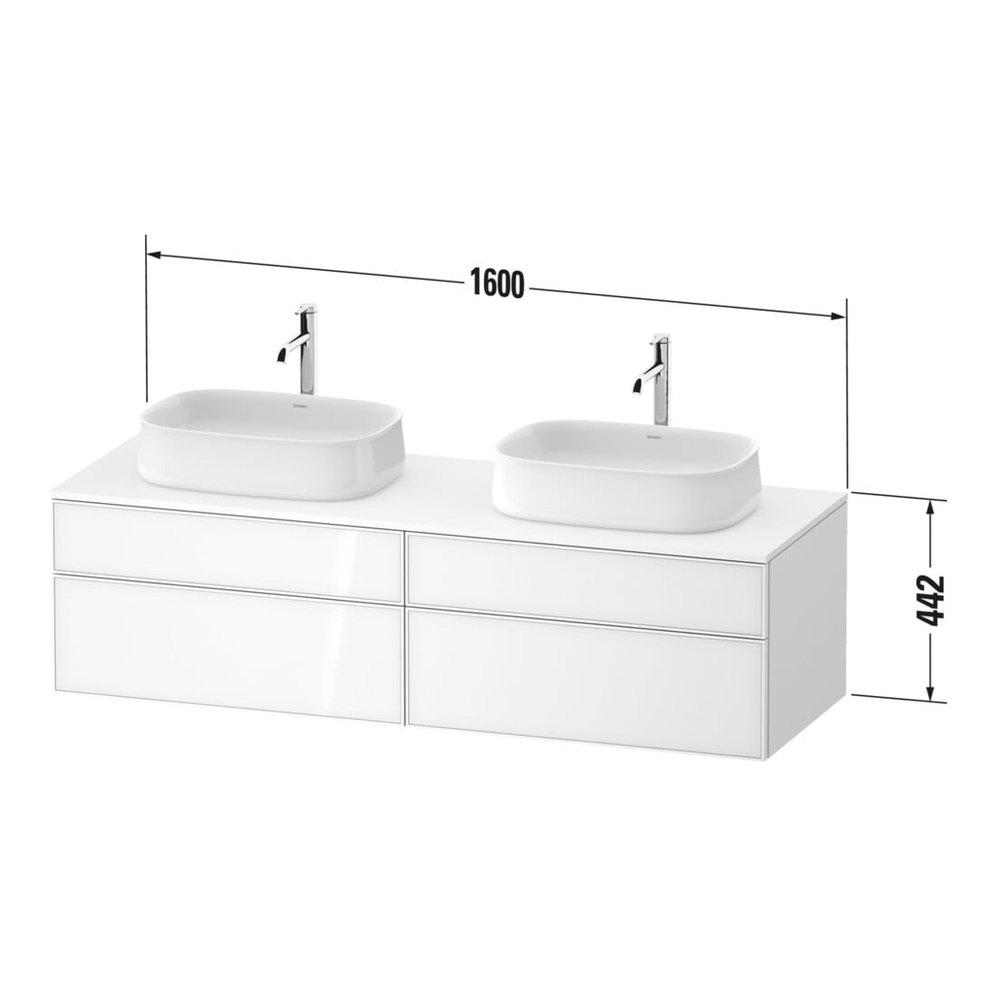 Duravit Waschtischunterschrank Zencha 160x55cm, B bs, G s Lini/w m, k Einr-Sy