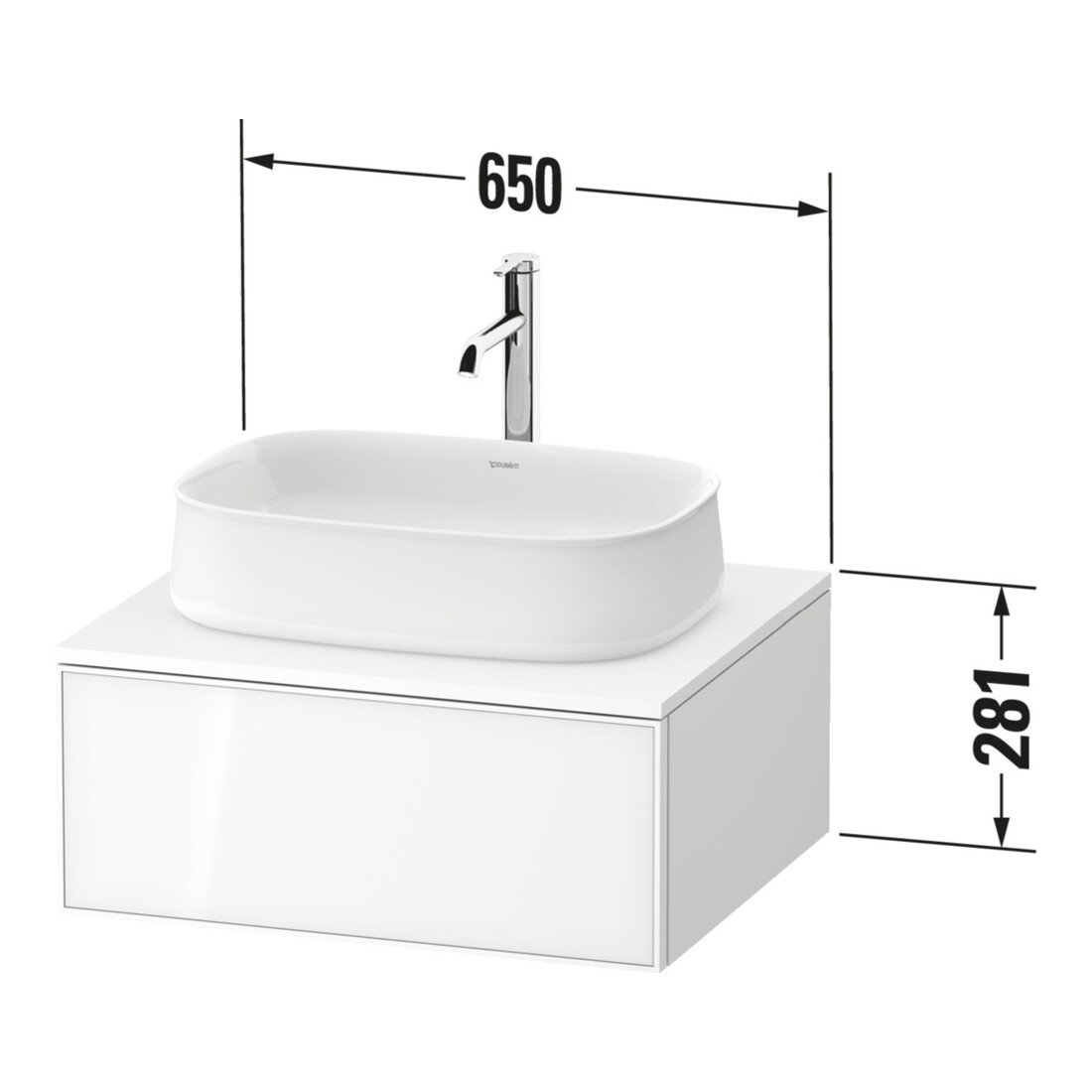 Duravit Waschtischunterschrank Zencha 65x55cm, 1 AZ, E sw/gra m, k EinrSy