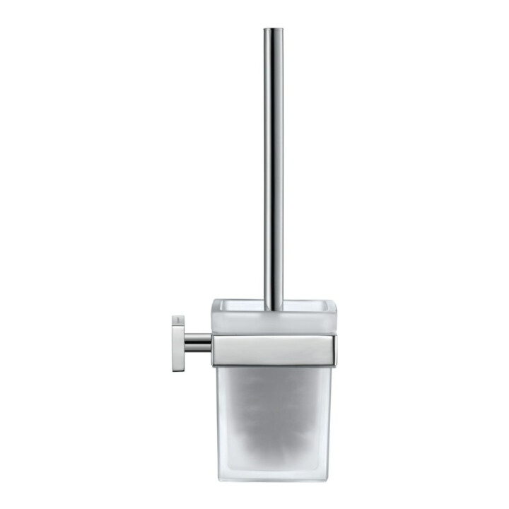 Duravit WC-Bürstengarnitur Karree 9,6x12,6cm, Wandmont., Gl. we m, Ha. chr