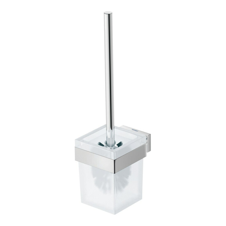 Duravit WC-Bürstengarnitur Karree 9,6x12,6cm, Wandmont., Gl. we m, Ha. chr