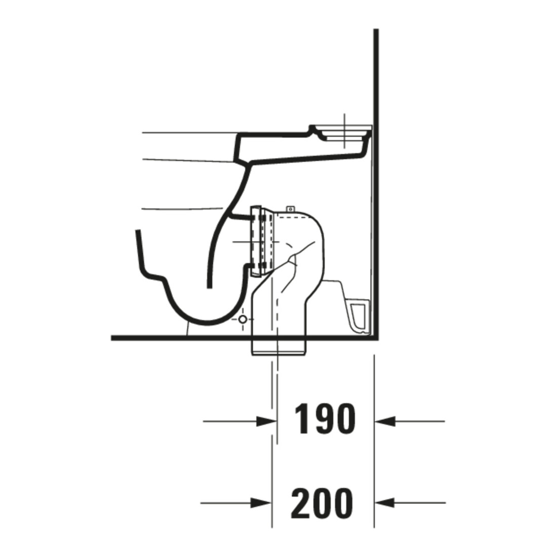 Duravit WC combiné sur pied, chasse profonde Happy D.2 36,5x63 cm, 4,5 l, évac. horiz./obliq., blanc
