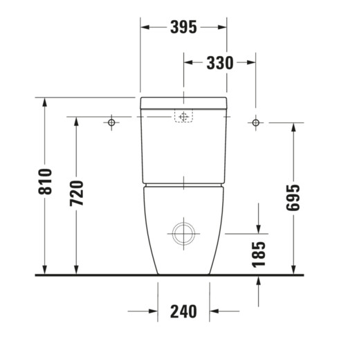 Duravit WC combiné sur pied, chasse profonde Happy D.2 36,5x63 cm, 4,5 l, évac. horiz./obliq., blanc