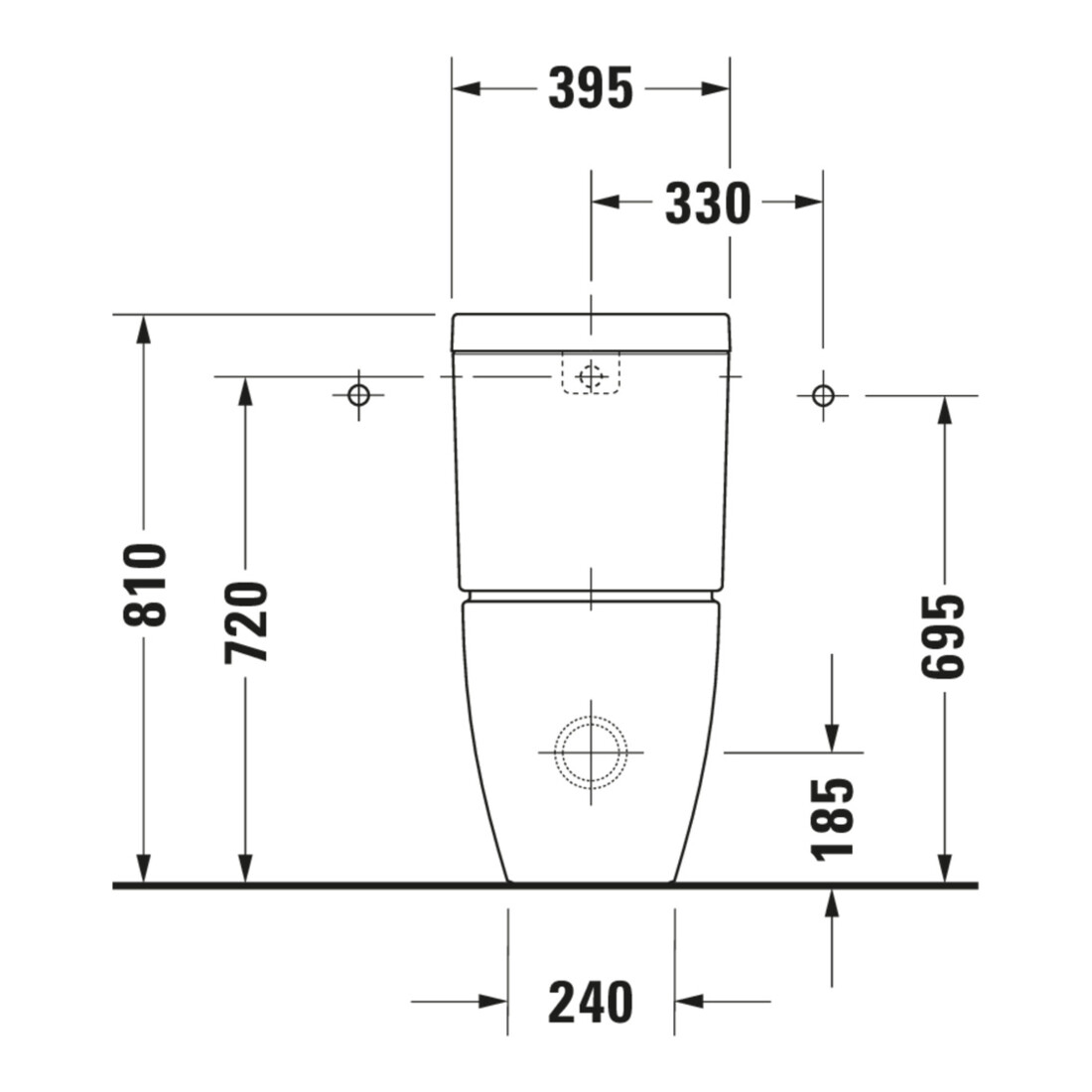 Duravit WC combiné sur pied, chasse profonde Happy D.2 36,5x63 cm, 4,5 l, évac. horiz./obliq., blanc