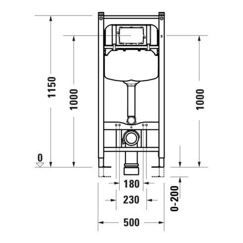 Duravit WC-Element Basic DuraSystem 115cm, Trockenbau, mechanisch, vorne