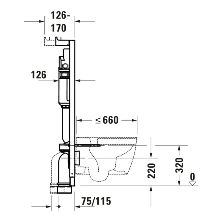 Duravit WC-Element Basic DuraSystem 115cm, Trockenbau, mechanisch, vorne