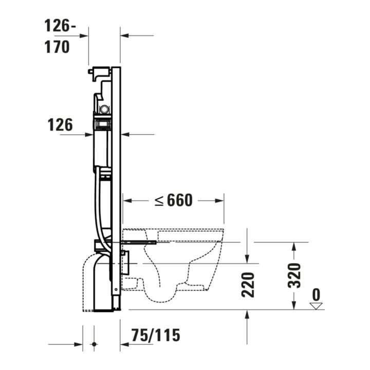 Duravit WC-Element DuraSystem 115x12,6cm, für Trockenbau