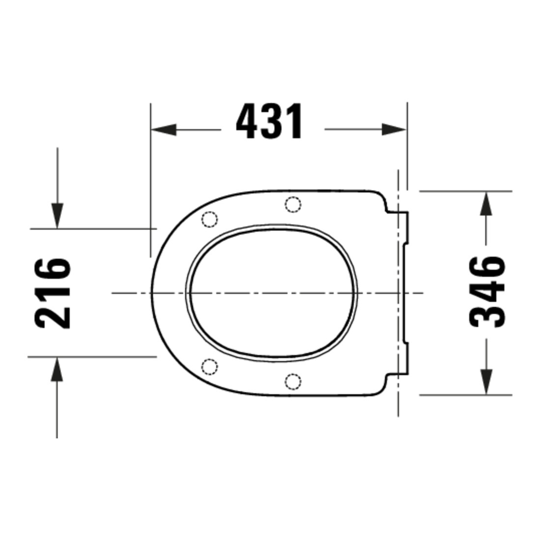 Duravit WC-Sitz D-shaped m Abs, abn., 43,8cm, Uni, Scha. ES, we.