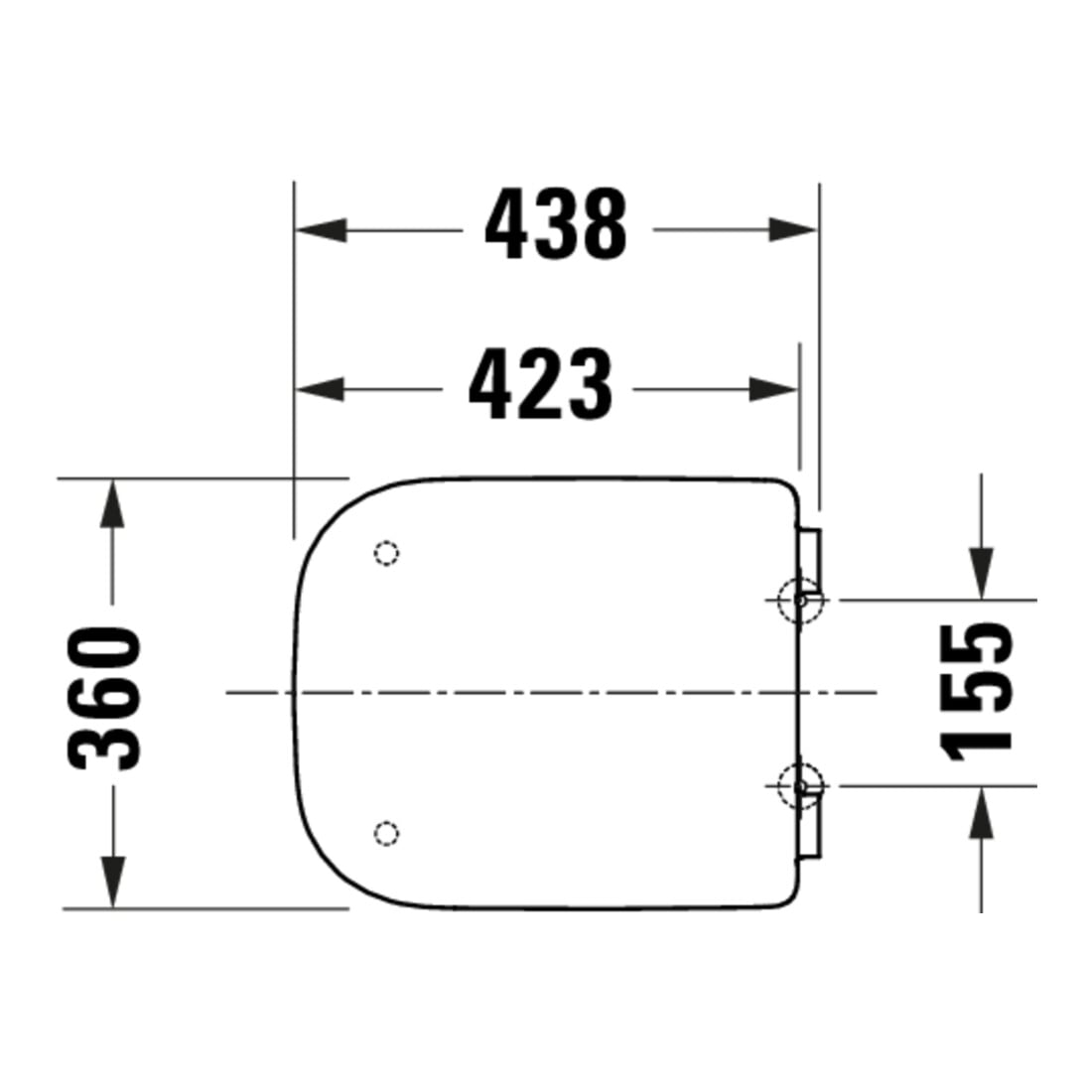 Duravit WC-Sitz eckig m Abs, abn., 43,4cm, Uni, Scha. ES, we.