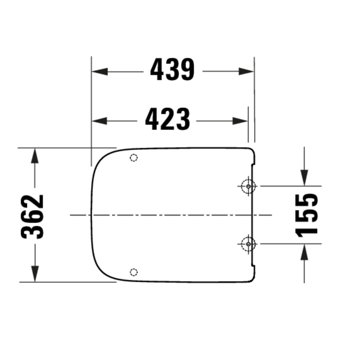 Duravit WC-Sitz eckig m Abs, abn., 43,8cm, Uni, Scha. ES, we.