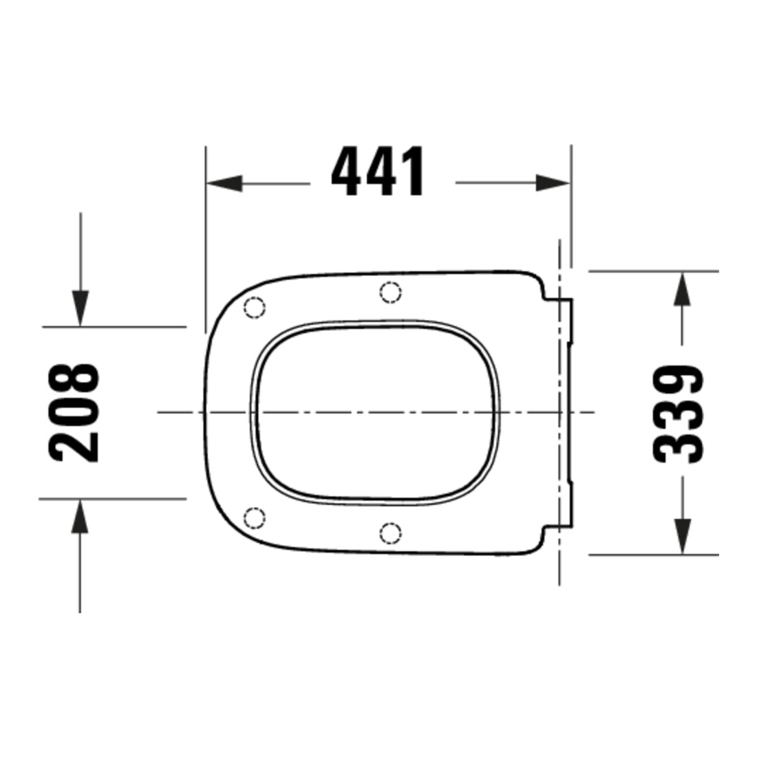 Duravit WC-Sitz eckig m Abs, abn., 44,8cm, Uni, Scha. ES, we.