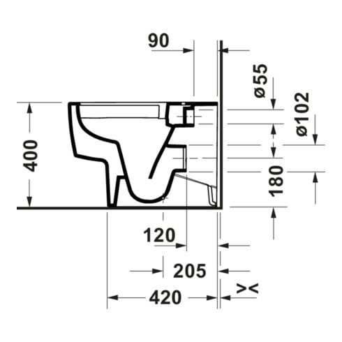 Duravit WC sur pied Balcoon 37x54 cm, 4,5 l, sans rebord, évac. arrière, blanc mat