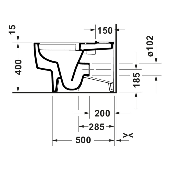 Duravit WC sur pied Balcoon 37x65 cm, 4,5 l, sans bride, évac. arrière, blanc mat