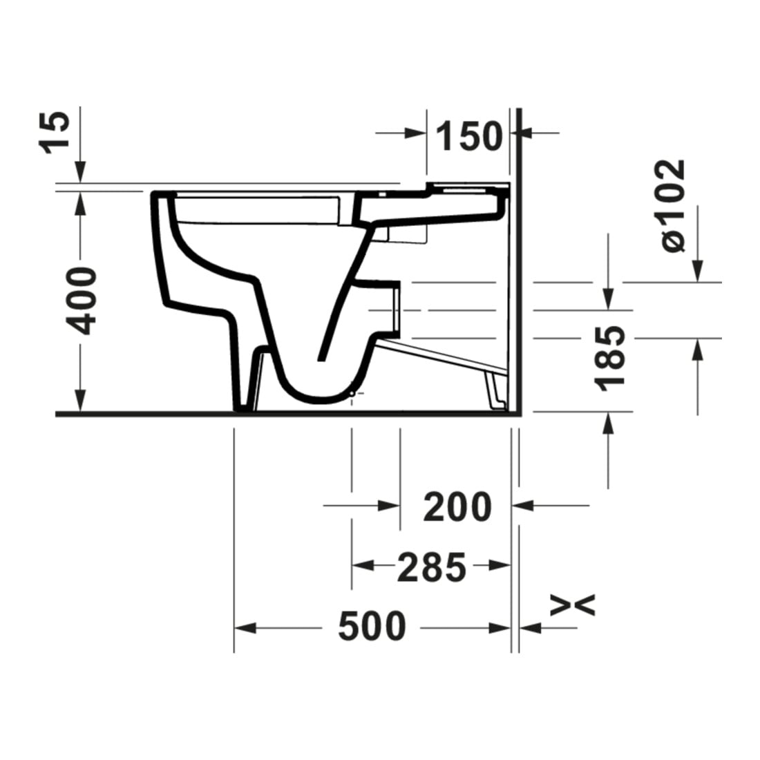 Duravit WC sur pied Balcoon 37x65 cm, 4,5 l, sans bride, évac. arrière, blanc mat