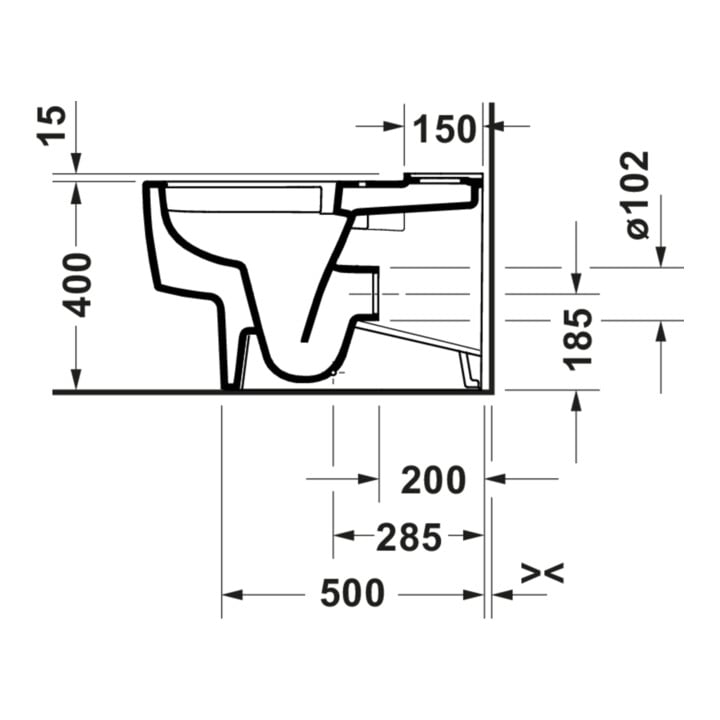 Duravit WC sur pied Balcoon 37x65 cm, 4,5 l, sans rebord, évac. arrière, Clay Te Ma