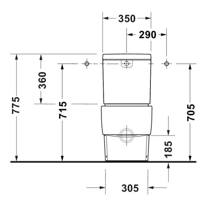 Duravit WC sur pied Balcoon 37x65 cm, 4,5 l, sans rebord, évac. arrière, Clay Te Ma