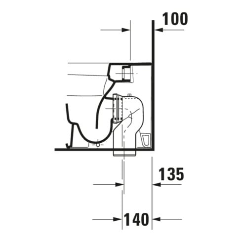 Duravit WC sur pied, chasse profonde DuraStyle 37x57,5 cm, 4,5 l, arrivée variable, blanc