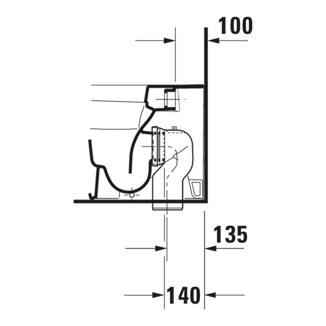 Duravit WC sur pied, chasse profonde DuraStyle 37x57,5 cm, 4,5 l, arrivée variable, blanc