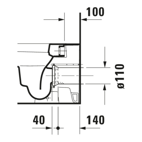 Duravit WC sur pied, chasse profonde Happy D.2 36,5x57 cm, 4,5 l, évac. horizontale, blanc